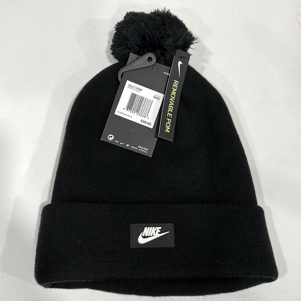 Nike Unisex Black Pom Beanie